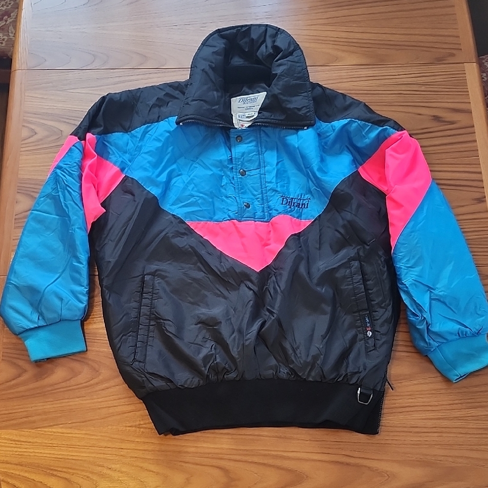 DiTrani Designs Vintage 80s Black Blue Pink Jacket Sz 40